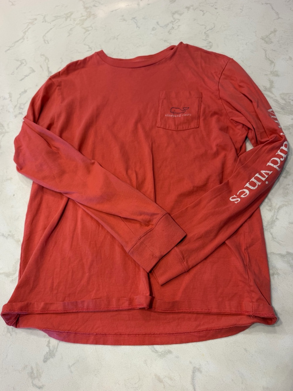 Vineyard Vines Kids Long-Sleeve Pocket Tee - Peach